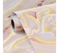 FunStick Liquid Marble Wallpaper Pink and Gold Matte Vinyl Wrap for Furniture Kitchen Worktop Covering Self Adhesive Wallpaper Bathroom Marble Sticky Back Plastic Cupboards Tables Gold Pink 30CMx5M