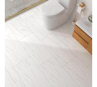 FunStick Self Adhesive Wall Tiles Marble Effect Peel and Stick Floor Tile Bathroom 60×30CM White Marble Wall Stick on Tile Kitchen Splashback Waterproof Vinyl Floor Tiles Kitchen Bedroom White 5 Pcs
