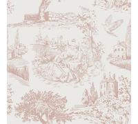 FunStick Self Adhesive Wallpaper Floral Leaves Grey Pink Country Vintage Wallpaper for Bedroom Bathrooms Style Garden Castle Family Grey White Vinyl Wrap for Cupboards Vintage Brown Pink 44.5CMx3M