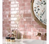 FunStick Stick on Tile 3D Self Adhesive Wall Tiles for Kitchen Backsplash Washable Pink Tile Stickers for Bathroom Waterproof Peel and Stick Backsplash Tiles Pink Kitchen Stickers 30x30CM 15 Pcs