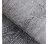 FunStick Wallpaper Self Adhesive Grey Wood Grain Decorative Contact Paper Rustic Furniture Stickers Vinyl Waterproof Wallpaper Peel and Stick for Kitchen Table Door Shelf Drawer Liner 40CM x 2M