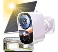 Funstorm 2K/3MP Wireless Security Camera with Solar, Long-lasting Rechargeable Battery, Free Cloud Storage, 5GHz/2.4G WiFi, Colour Night Vision, Alexa Compatible, Motion Detection, Voice Intercom