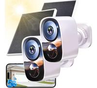 Funstorm 2K Wireless Security Camera Outdoor with Solar Panel, Free Cloud Storage, 5G/2.4G WiFi Rechargeable Battery, Colour Night Vision, Motion Detection, Voice Intercom, iP66 Waterproof, 2PCS