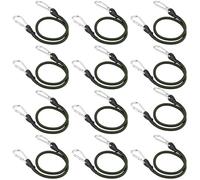 FUNSUEI 10 Pack 60cm Bungee Cords with Carabiner Clips, 24 Inch Heavy Duty Elastic Bungee Rope with Hooks, Dark Green Short Bungee Cords for Luggage, Traveling, Camping