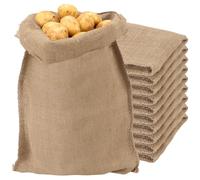 FUNSUEI 10 PCS Large Hessian Potato Sack 40x60cm - Natural Jute Storage Bag for Kitchen Storage Bags, Potatoes, Coffee Beans, Vegetables, Reusable Woven Sand Storage with Open Design