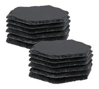 FUNSUEI 12 PCS 10 x 10cm Hexagon Slate, 4 Inch Black Slate Stone Coasters, Natural Slate Coasters for Engraving, Hexagon Slate Coasters Bulk Table Placemats for Cups, Mugs, Glasses