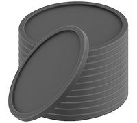 FUNSUEI 12 PCS 10cm Grey Non-Slip Silicone Coasters, Round Rubber Drink Coasters for Home, Office, Coffee Shop