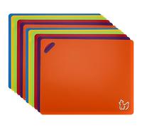 FUNSUEI 12 PCS 30 x 38cm Flexible Plastic Chopping Board Mats, Coloured Flexible Cutting Board Set, Extra Thick Chopping Board Set with Holes, Large Plastic Food Chopping Boards for Kitchen