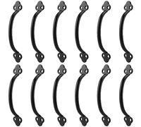 FUNSUEI 12 PCS Black Door Pull Handle - Retro Metal D Handles, Shed Door Handles with Screws, Gate Handle for Barn, Garden, Shed, Cabinet, Wardrobe, 14.3 x 3CM