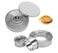 FUNSUEI 14 Pcs Round Cookie Cutters Set, Stainless Steel Biscuit & Pastry Cutters for Baking, Multi-Size Circle Scone Moulds with Storage Tin (2.3-11.2cm)