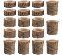 FUNSUEI 18 PCS Wooden Tea Light Candle Holders, Rustic Wood Votive Log Candle Holders, Rustic Wood Votive Candle Holders, Personalized Wood Tealight Candle Holder for Table Decoration, 3 Sizes