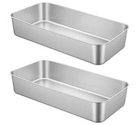 FUNSUEI 2 PCS 3lb Stainless Steel Loaf Tin, 33x15x6.5cm | for Baking Banana Bread, Meat Loaf and Cakes, Oven & Dishwasher Safe