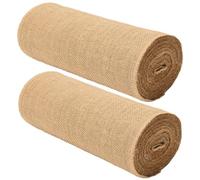 FUNSUEI 2 Rolls 30cm x 10m Natural Hessian Jute Fabric Roll - Rustic Burlap Table Runners Cloth for Upholstery, DIY Craft, Wedding Decoration, Collage