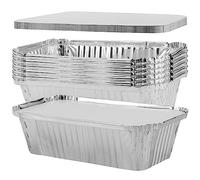 FUNSUEI 20 PCS Rectangular Foil Trays with Lids, Silver Foil Trays with Lids, Foil Food Containers with Lids, Large Rectangular Foil Trays for Cooking, Roasting, Baking, 25.2 x 14 x 7.8cm