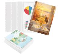 FUNSUEI 200 Sheets A4 Ring Binder 80 Micron Punched Pockets for Office Document, Clear Sleeves Top Opening Design for Ring Binders Organization