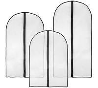 FUNSUEI 21 Pack Breathable Clothes Covers Protector Bags with Zipper, Hanging Translucent Waterproof Garment Bag for Dresses, Suits, Shirt, 60 x 80cm, 60 x 100cm, 60 x 120cm