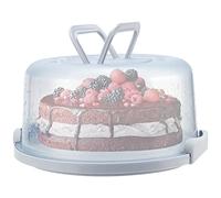 FUNSUEI 26cm Plastic Cake Carrier, Cake Caddy with Lid, Round Cake Storage Container with Handle, Plastic Cake Transport Boxes for Cake, Desserts, Sandwiches