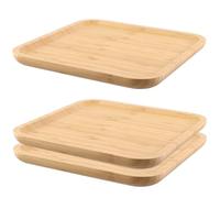 FUNSUEI 3 PCS 10 Inch Square Bamboo Plant Saucer, Square Bamboo Plant Tray, Natural Bamboo Square Serving Tray, Bamboo Square Plates Drainage Saucer for Indoor and Outdoor Planters
