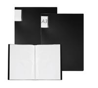 FUNSUEI 3 PCS A3 Display Folder,30 Pockets A3 Art Portfolio Presentation Folder with Plastic Sleeves for Artwork, Painting, Report, Black