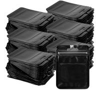 FUNSUEI 300 PCS 7.5x10cm Black Mylar Foil Ziplock Bags, Reusable Ziplock Mylar Bags with Clear Window, Small Smell Proof Bag for Food Storag (3x4 inch)