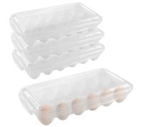 FUNSUEI 4 PCS Plastic Eggs Holder, 18 Grids Each Egg Storage Box with Lid, 72 Eggs Tray Carrier for Kitchen, Fridge Organisers, Clear, 27.5 x 13 x 6.8 cm