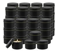 FUNSUEI 48 PCS 4oz Black Jars with Lids, Metal Black Candle Containers - Empty Bulk for DIY Candle Making, Crafts Projects, Storage Spices