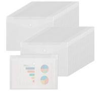 FUNSUEI 50 PCS A4 Clear Popper Wallets, Clear Plastic Wallets, Plastic Document Files A4 Envelopes Folders for Office, Home, School