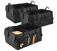 FUNSUEI 57L 3 PCS Car Boot Storage Organiser, Foldable Car Boot Organiser - Tidy Storage Box, Large Volume Shopping Bag for All Vehicle, 56 x 39 x 26.5cm