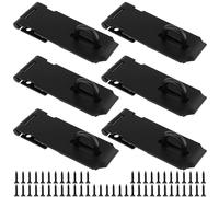 FUNSUEI 6 PCS 4 Inch Black Padlock Hasp, Shed Door Latch Hasp, Heavy Duty Door Clasp Lock with Screws, Stainless Steel Staple Latch for Shed, Garage, Window, Cabinet