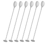 FUNSUEI 6 PCS Long Handle Bar Spoon, Stainless Steel Cocktail Spoons, Spiral Pattern Extra Long Bar Spoon Metal Mixing Spoons for Cocktails, Juices, Cold Drinks, (27.5cm)