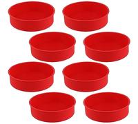 FUNSUEI 8 PCS 8 Inch Round Silicone Cake Mould, Non-Stick Round Silicone Cake Pan, Baking Cake Mould for Layer Cake, Cheesecake, Rainbow Cake, Bakeware