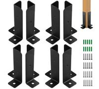 FUNSUEI 8 PCS Deck Post Brackets - Adjustable Garden Pergola Base Brackets with Screws, Fit 1.5"x1.5" 2"x2" 2"x4" 4"x4" Wood, Heavy Duty Black Metal Post Anchor for Fence, Decking, Mailbox