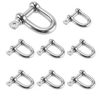 FUNSUEI 8 PCS M10 Heavy Duty D-Shackle Stainless Steel Shackles | Silver D Shackle Ring Suitble for Heavy Duty Construction, Chain Link Tow