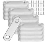FUNSUEI 80 PCS Stainless Steel Flat Brackets, Small Metal Brackets Flat Straight Mounting, Metal Connector Plates with Screws Flat Corner Brace Plates for Wooden Furniture Fixing, 56 x 16mm