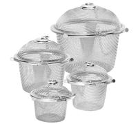 FUNSUEI Set of 4 Stainless Steel Tea Infuser Ball with Hook, Fine Mesh Strainer for Loose Leaf Tea, Spices and Seasonings, 4 Sizes with Chain