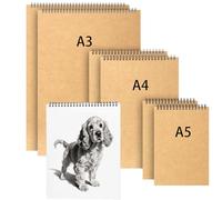 FUNSUEI Set of 6 Sketchbook A3 A4 A5, 160GSM Spiral Bound Hardback Sketch Pad, 30 Sheets 60 Pages White Art Sketch Pad for Painting, Graffiti, Art