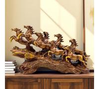 FUNSXBUG Chinese Feng Shui Horses Statue Sculpture - Resin Running Horse Figurines Home Office Decoration Tabletop Decor Ornaments for Wealth and Success Good Lucky Gifts