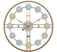 Funtabee 50cm Premium Large Metal Gold Retro Oversized Wall Clock for Living rooms, Modern Wall Clock, Silent Non-ticking, Great for lounges, kitchens, lofts, cafes, offices (Gold)