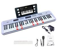 Funtaki Interactive 61-Key Digital Pianos for Students Kids - Light Up Keys, 200 rhyhms,200 tones & 60 Demo Songs, Portable Electric Piano Keyboard white
