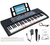 Funtaki Portable 61-Keys Digital Piano, Electronic Keyboard Piano with Lighted Keys & Music Stand, Mini Keyboard Piano for Beginners Kids Adults, Digital Keyboards, Black