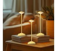 FUNTAPHANTA 3 Pack Small Gold Rechargeable Cordless Table Lamps Dimmable