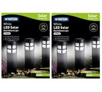 Funtasy Gifts 6 x Status Garden Solar Black Bollard Lights, Outdoor LED Lights - Battery Lasts 10 Hours, Rust, Scratch & All-Weather Resistant, with Replaceable Rechargeable (FUN-COO-6pk)