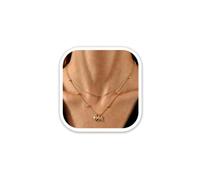 FUNTE Letter M Gold Necklace for Women, Letter M Dainty Heart Name Necklaces, Initial Layered Necklaces for Women, Hypoallergenic Long Necklace Gold Jewellery Birthday Gifts for Womens