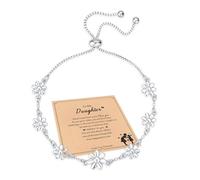 FUNTE Silver Bracelets For Daughter Daisy Bracelets With Message Card Christmas Birthday Valentines Gifts For Women