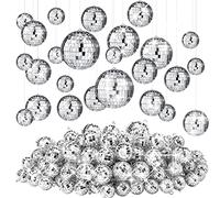 Funtery 100 Pcs Mirror Disco Balls Bulk Assorted Silver Hanging Disco Ball Decor for Home Wedding Birthday Dance Music 70 S Theme Party Christmas Tree Ornaments(1.2'', 2'', 3.2'', 4'')
