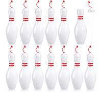 Funtery 12 Set Bowling Lovers Gifts for Men Women 25 oz Reusable Bowling Pin Plastic Water Bottles with Straws and Lids Sports Fans Party Favors