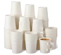 Funtery 200 Count Disposable Tea Cups Paper Tea Cups with Wide Comfort Handles Disposable Espresso Paper Cup with Handle 4 oz Paper Cups for Coffee Tea Cocoa Juice and More