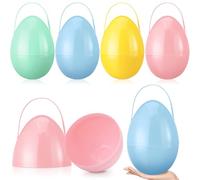 Funtery 4 Pcs Jumbo Fillable Easter Eggs 10 Inches Colorful Giant Plastic Eggs with Handles Large Baskets Containers for Easter Hunt Party Supplies Birthday Surprise Decoration