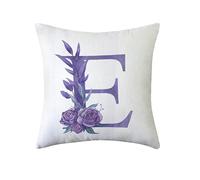 Funthy Alphabet Decorative Throw Pillow Covers English Letters Floral Pillow Covers White Velvet Soft Square Cushion Covers Outdoor Sofa Bedding Car and Home Decor Pillow Cases-E