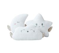 Funthy Premium Plush Cushion Set, Cuddly & Decorative, Embroidered, Kids' Room & Sofa, Clouds + Star + Moon (Cloud, Star, Moon), 1 Stück (1er Pack), 36cm x 36cm